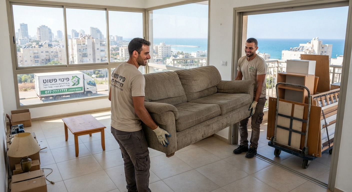 צוות מקצועי של חברת פינוי פשוט מפנה ספה ורהיטים ישנים מדירה בנתניה, ומשאיר חלל נקי ומרווח.