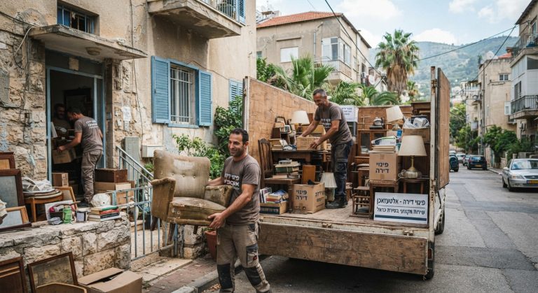 חפצי אלטעזאכן, רהיטים ישנים וארגזים שנאספו במהלך תהליך מקצועי של פינוי תכולה ישנה מדירה.