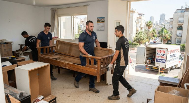 צוות מקצועי של חברת פינוי דירות מפנה רהיטים ישנים מדירה בשדרות בצורה יעילה ומסודרת