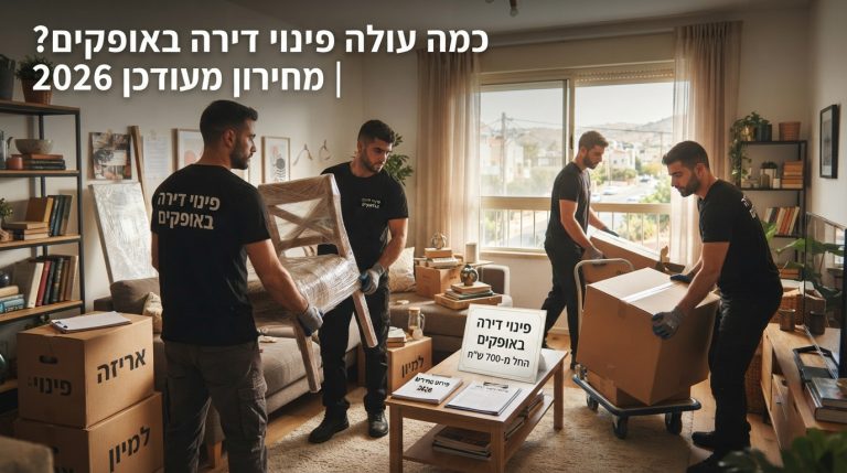 דירה באופקים בתהליך פינוי וסידור מקצועי, עם ארגזים ארוזים וחלל נקי, המייצגת את שירותי הפינוי והמחירים לשנת 2026.