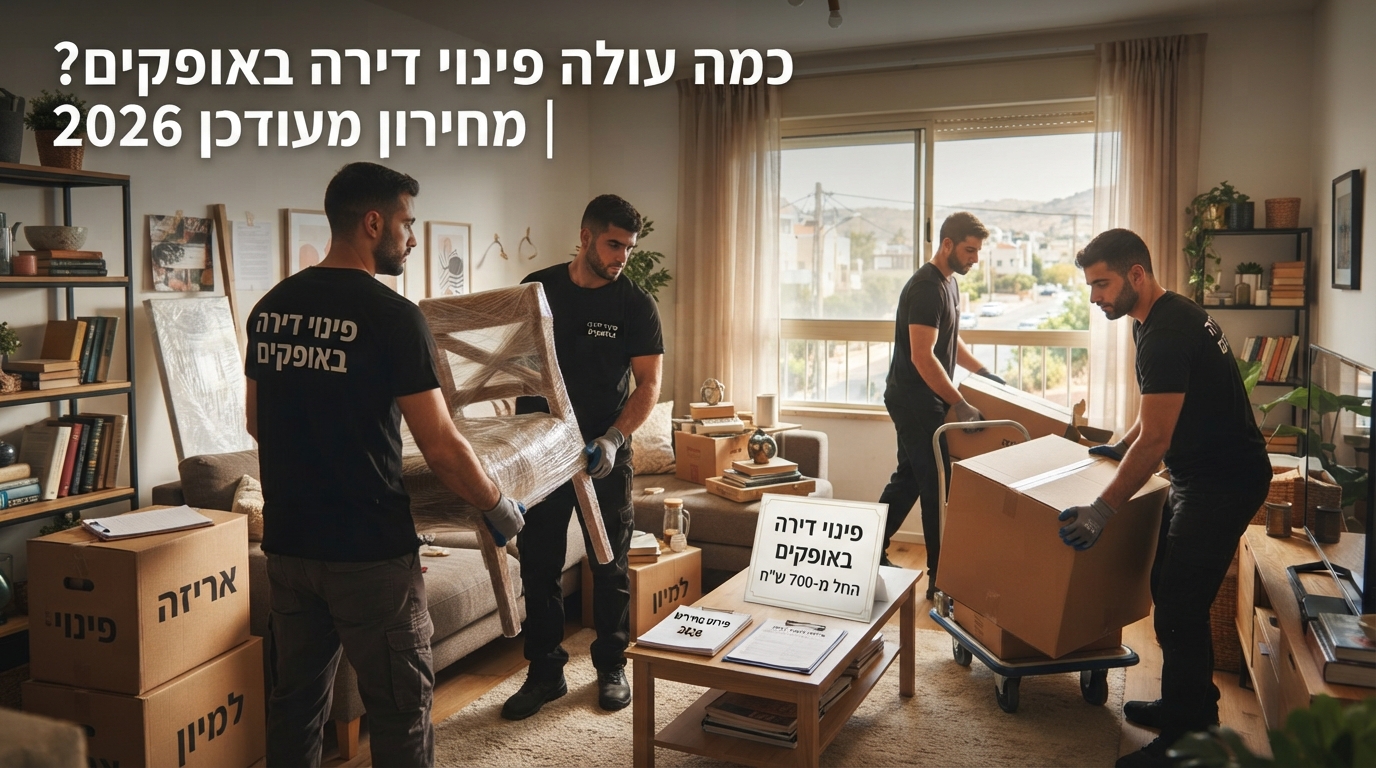 דירה באופקים בתהליך פינוי וסידור מקצועי, עם ארגזים ארוזים וחלל נקי, המייצגת את שירותי הפינוי והמחירים לשנת 2026.