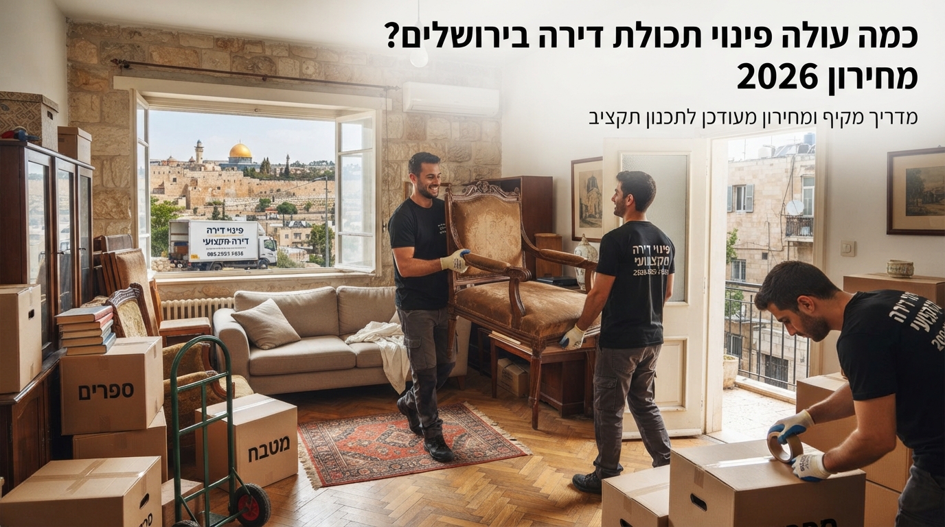 דירה מרווחת שעברה פינוי תכולה מקצועי בירושלים, מתוך מדריך עלויות ומחירון פינוי דירות 2026.
