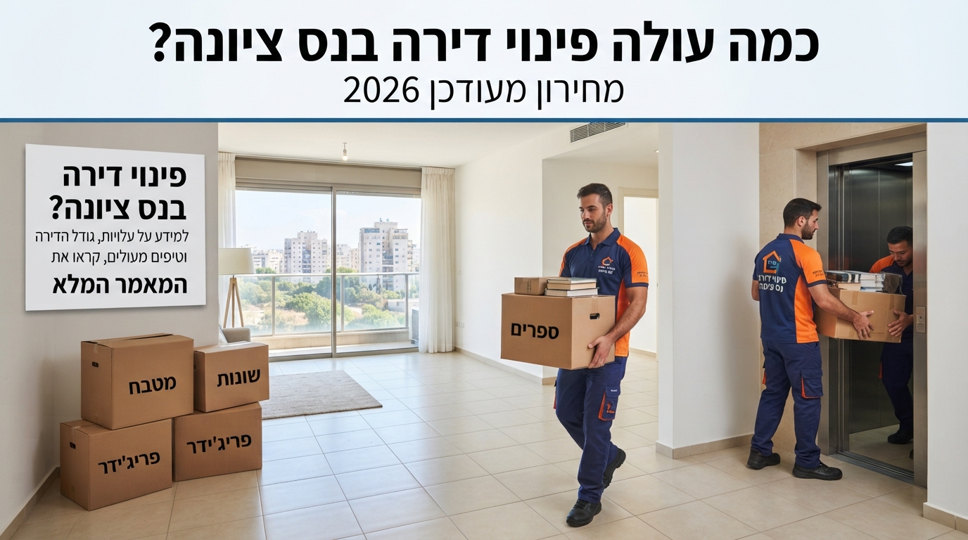 צוות מקצועי של חברת פינוי דירות מפנה ומסדר תכולת דירה מרווחת בנס ציונה לקראת מכירה או שיפוץ.