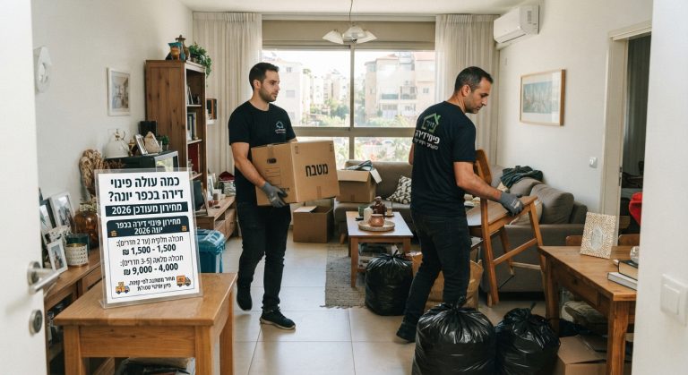 דירה מרווחת ומפונה בכפר יונה לאחר שירות פינוי דירה מקצועי, המציג את תוצאות הפינוי לקראת בדיקת מחירון 2026.
