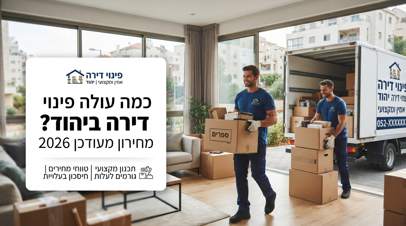 צוות מקצועי מבצע פינוי דירה ביהוד, מעביר ארגזים ורהיטים בצורה מסודרת ויעילה.
