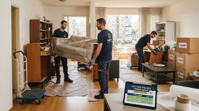 צוות מקצועי של חברת פינוי דירות מעמיס ארגזים ותכולת דירה בגבעת שמואל, לקראת פינוי דירה מסודר במחיר משתלם.