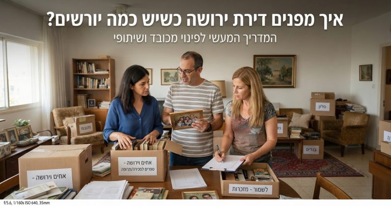 פינוי דירת ירושה של מספר יורשים ואחים, תהליך מיון ופינוי תכולת דירה בצורה מכבדת, מאורגנת ורגישה.