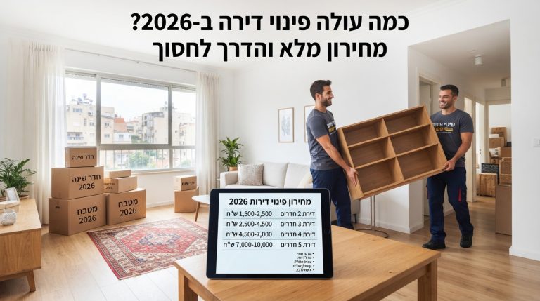 צוות מקצועי של פינוי דירות במהלך פינוי ותמחור תכולת דירה, המייצג את עלויות ומחירי פינוי דירה בשנת 2026.