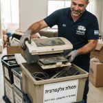 מדפסת משרדית ישנה מיועדת לפינוי או מיחזור כפסולת אלקטרונית
