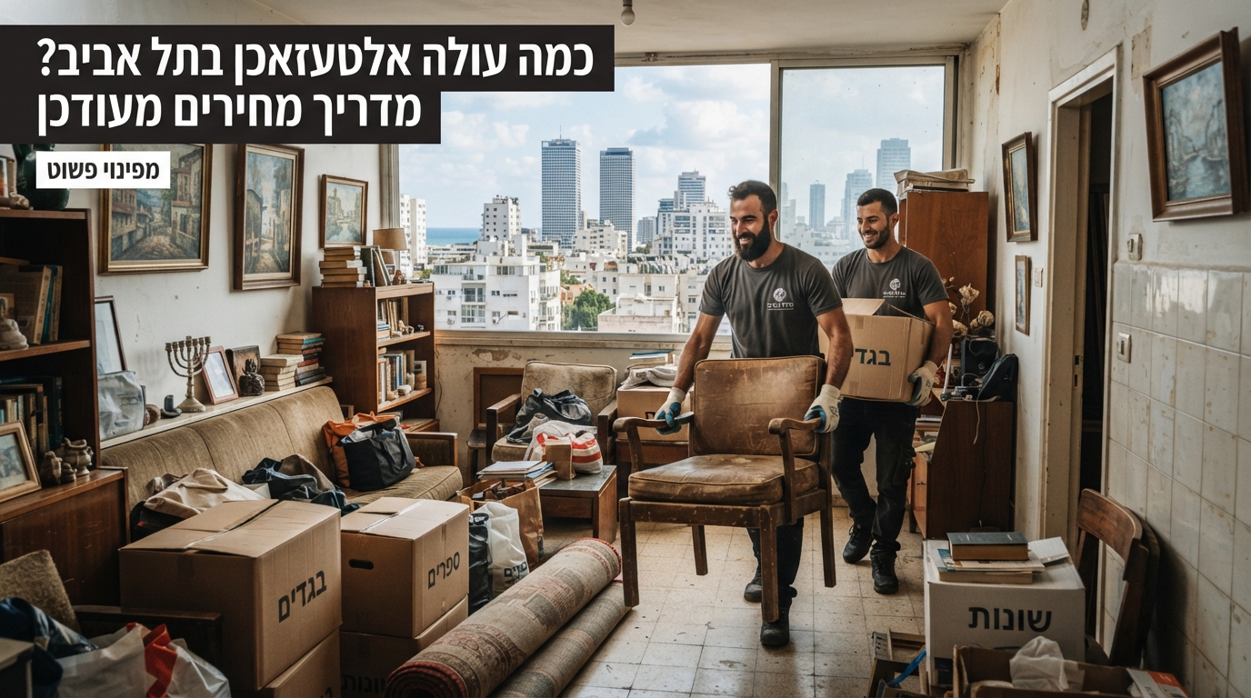 אנשי צוות של חברת פינוי פשוט מפנים רהיטים ישנים ואלטעזאכן מדירת מגורים בתל אביב בצורה יעילה ומקצועית.