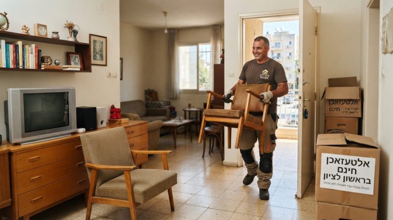 צוות מובילים מקצועי מפנה רהיטים ומכשירי חשמל במצב טוב מדירה בראשון לציון, במסגרת שירות אלטעזאכן ופינוי דירה בחינם.