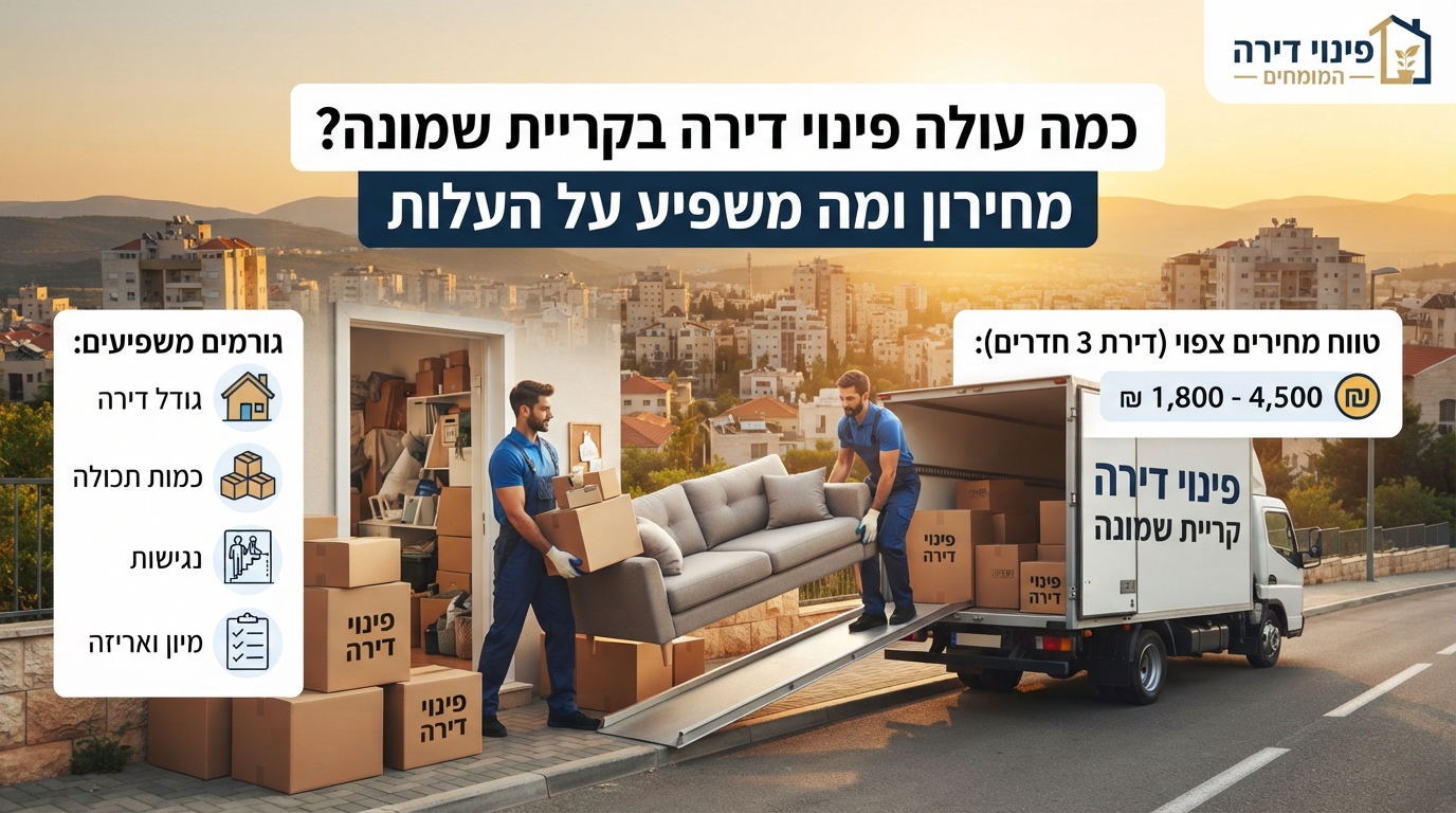 צוות מקצועי של חברת פינוי דירות מפנה רהיטים וארגזים מדירה בקריית שמונה, כחלק מתהליך ריקון תכולת בית.