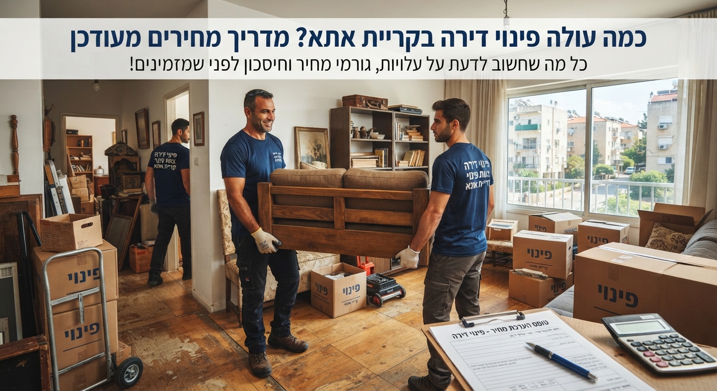 צוות מקצועי מבצע פינוי דירה בקריית אתא, כחלק ממדריך עלויות ומחירים לפינוי תכולת דירות וירושות.