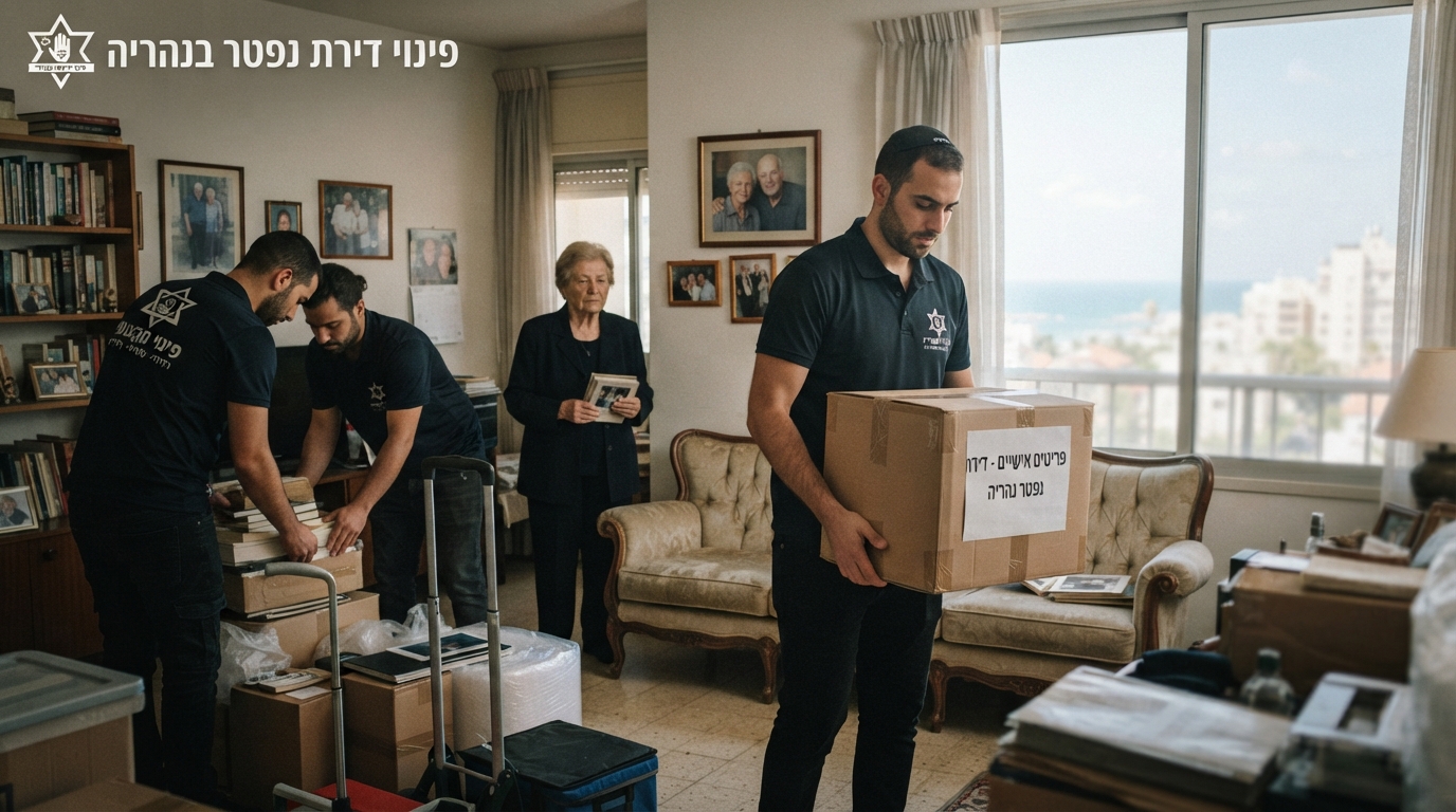 דירה מוארת ומסודרת בנהריה לאחר תהליך פינוי דירת נפטר, המשדרת סדר, ניקיון ורגישות.