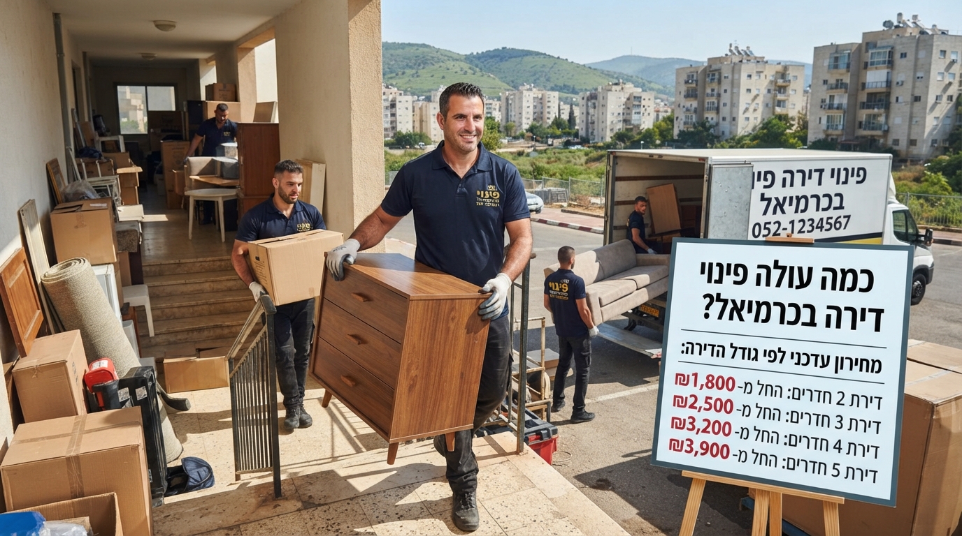 צוות מקצועי מפנה תכולת דירה, רהיטים וארגזים בכרמיאל. שירות פינוי דירות יעיל במחיר הוגן.