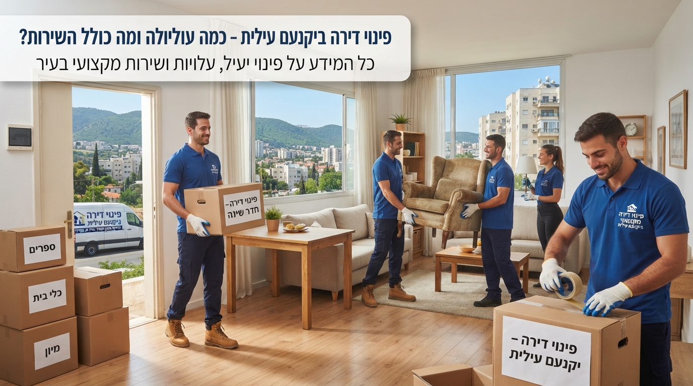 צוות פינוי דירות מקצועי מפנה ומסדר תכולת דירה ביקנעם עילית, כחלק משירות פינוי תכולה לקראת מעבר או שיפוץ.