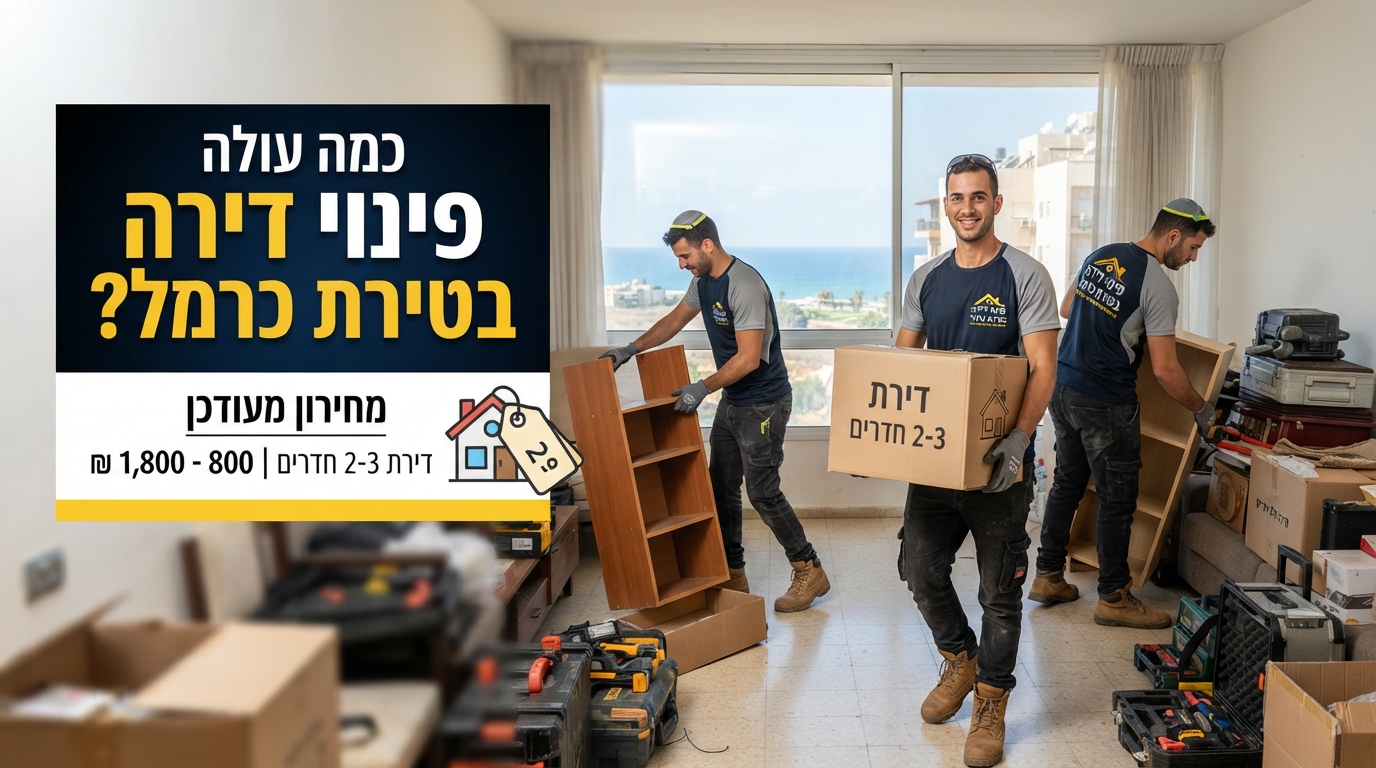 דירה נקייה ומרוקנת מחפצים לאחר תהליך פינוי דירה מקצועי בטירת כרמל