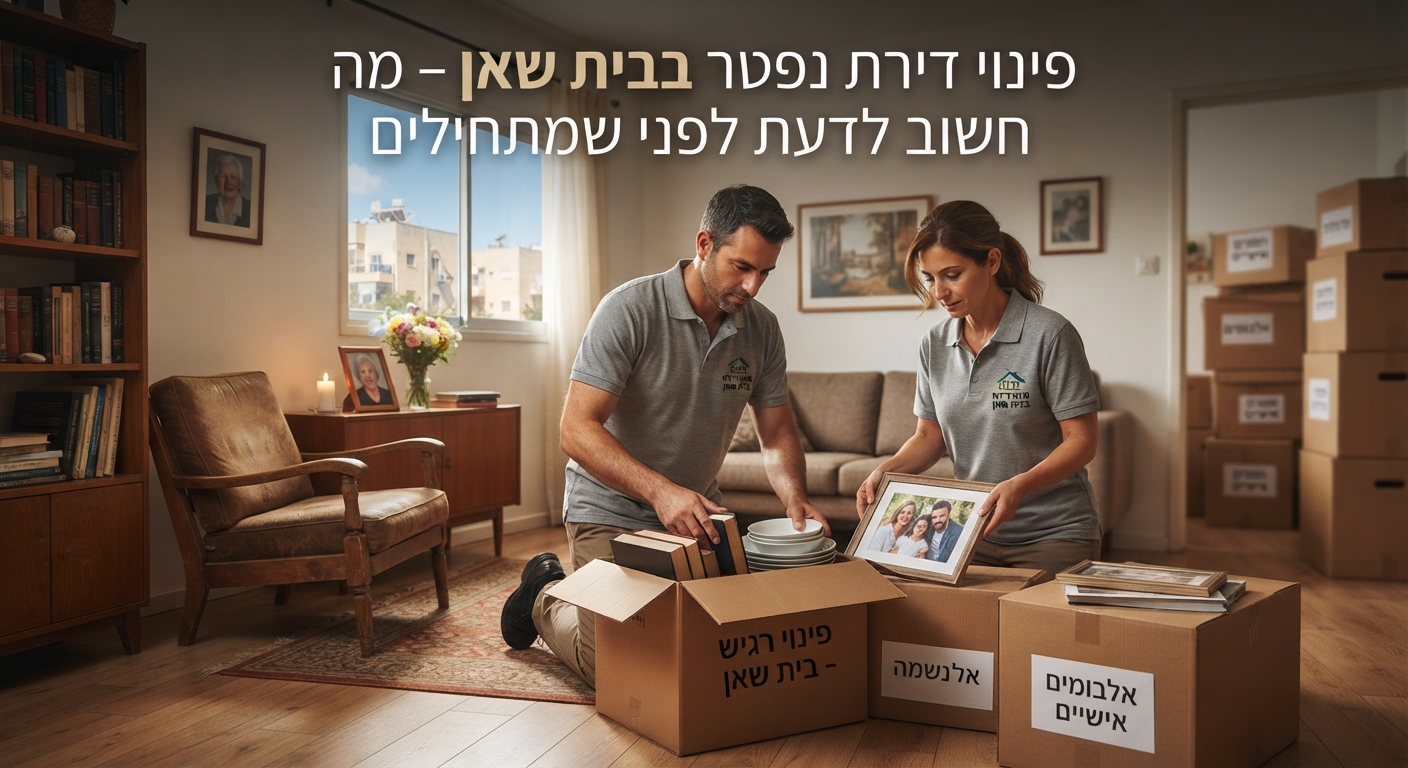 דירה נקייה ומסודרת לאחר פינוי דירת נפטר בבית שאן, המשרה תחושת הקלה, כבוד וסדר.