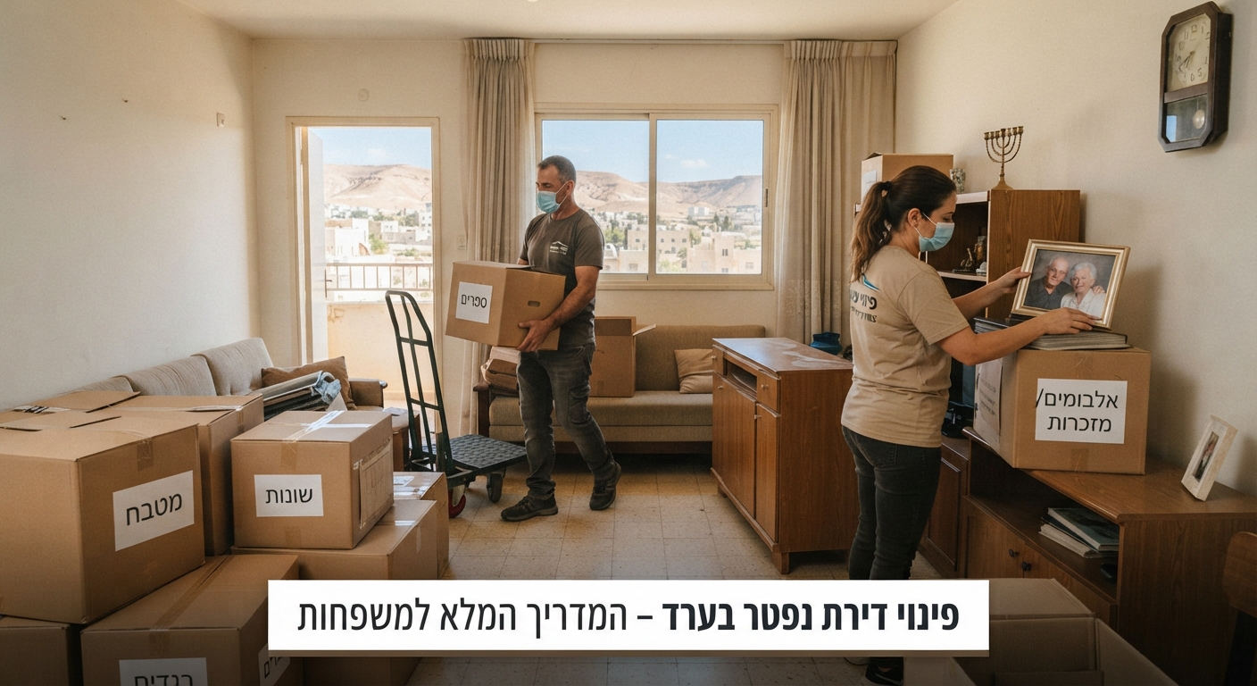 דירה מוארת ומסודרת בערד עם ארגזי אריזה, המייצגת תהליך רגיש ומכבד של פינוי דירת נפטר על ידי חברת פינוי פשוט.