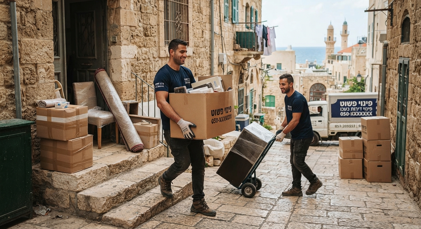 צוות מקצועי של חברת "פינוי פשוט" מפנה ומארגן תכולת דירה בעיר עכו באופן יעיל, מהיר ומסודר.
