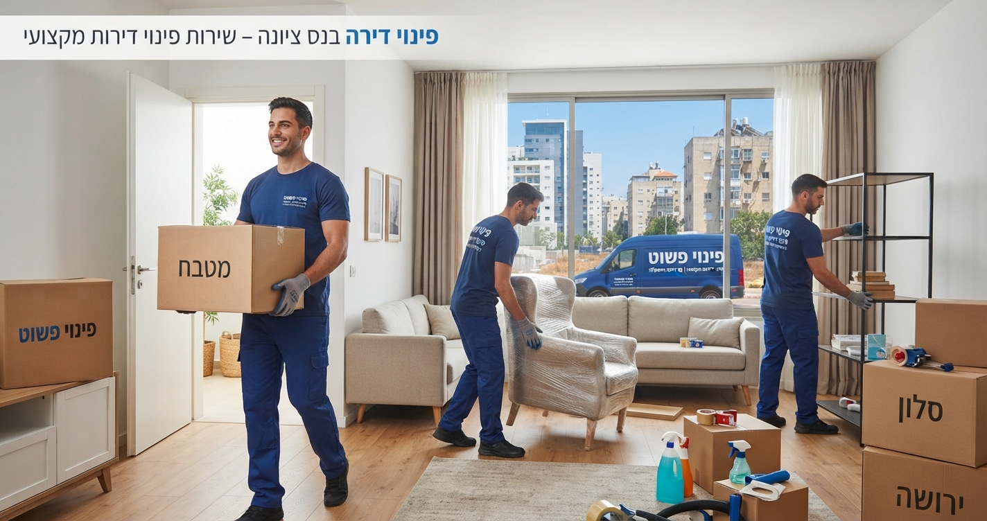 סלון דירה נקי ומאורגן לאחר תהליך פינוי דירה מקצועי בנס ציונה על ידי חברת פינוי פשוט