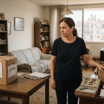 דירה בלוד בתהליך מיון וארגון מכובד כחלק מפינוי דירת נפטר, עם ארגזים ארוזים וחלל מסודר ברגישות.