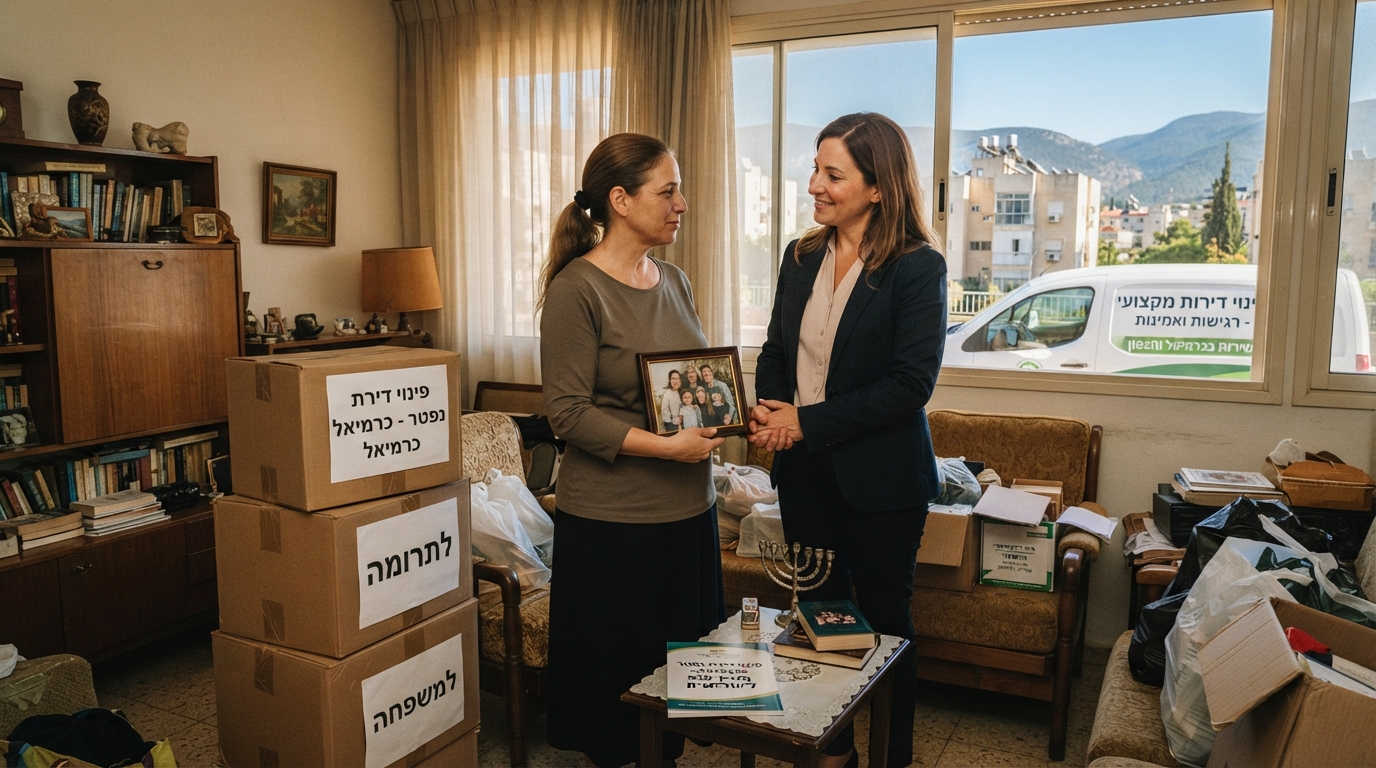 צוות מקצועי מפנה בעדינות וברגישות תכולת דירת נפטר בכרמיאל, מסייע ליורשים בתהליך הפינוי.