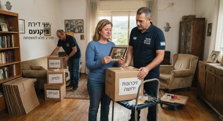 סלון דירה נקי ומסודר לאחר תהליך פינוי דירת נפטר ביקנעם, המשרה תחושת הקלה, סדר ורגישות עבור המשפחה.