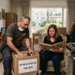 דירה בחולון בתהליך מאורגן ומכבד של פינוי עיזבון, עם ארגזים ארוזים ומסודרים, באווירה רגישה ומקצועית עבור יורשים.