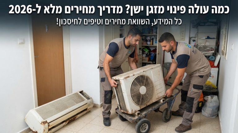 איש מקצוע מטעם חברת פינוי דירות מפרק ומפנה מזגן ישן מקיר בדירה, כחלק משירות פינוי פסולת ומזגנים