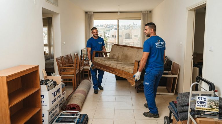 צוות מקצועי של חברת פינוי פשוט מפנה רהיטים ישנים מדירת מגורים בבית שמש, כחלק משירות פינוי רהיטים בבית שמש.