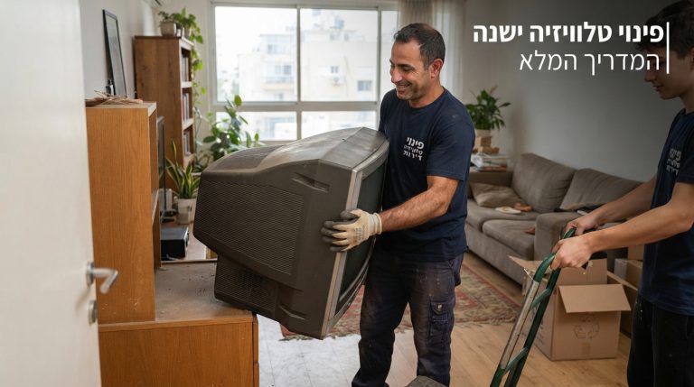 טלוויזיה ישנה ומאובקת מוכנה לפינוי ומיחזור אחראי כחלק משירות פינוי פסולת אלקטרונית.