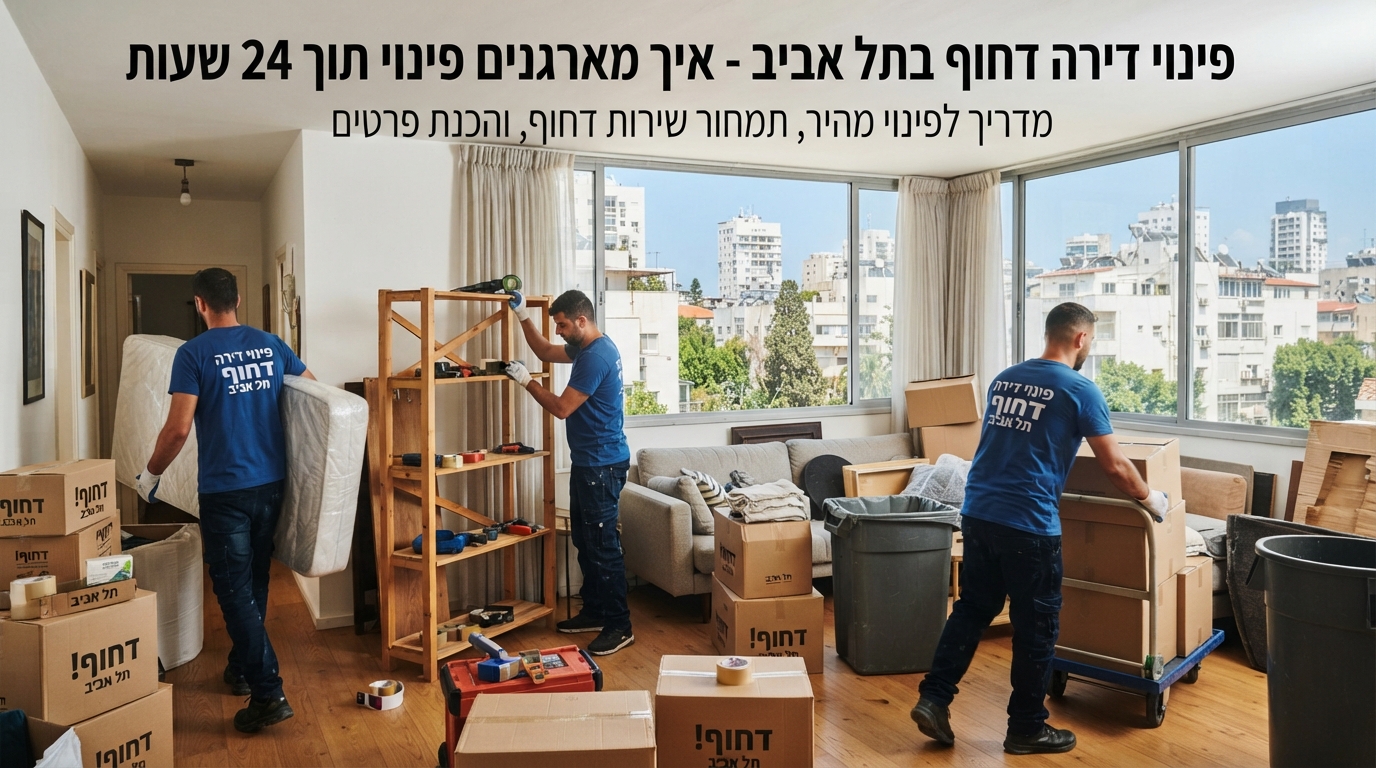 צוות מקצועי של חברת פינוי דירות מבצע פינוי תכולה מהיר ודחוף מדירה בתל אביב בתוך 24 שעות.