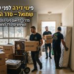 דירה בגבעת שמואל בתהליך פינוי תכולה ואריזה, עם ארגזים וחלל מתרוקן לקראת כניסת קבלן שיפוצים.