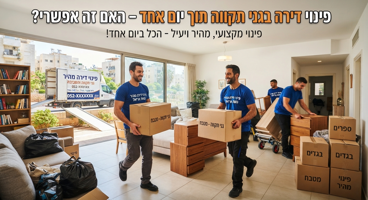 צוות מקצועי של חברת פינוי דירות מפנה במהירות וביעילות דירה מודרנית בגני תקווה בתוך יום אחד.