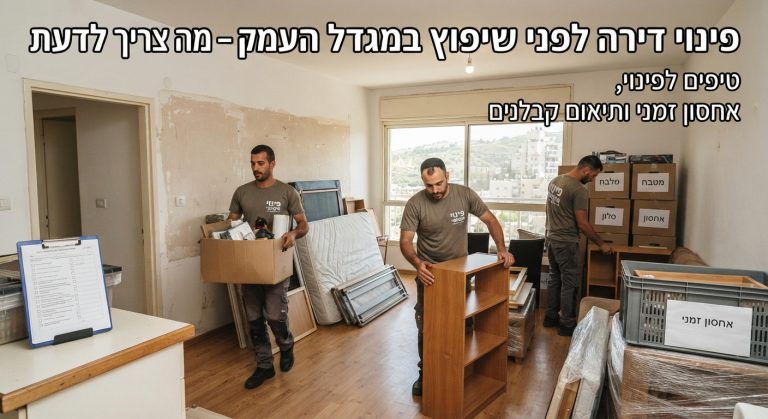 דירת מגורים במגדל העמק בתהליך פינוי ואריזה של ארגזים ותכולה, כהכנה מקדימה לקראת עבודות שיפוצים וקבלן.
