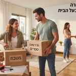 דירה שכורה נקייה ומסודרת לאחר פינוי, עם ארגזים ארוזים, מוכנה למסירת המפתח חזרה לבעל הבית.