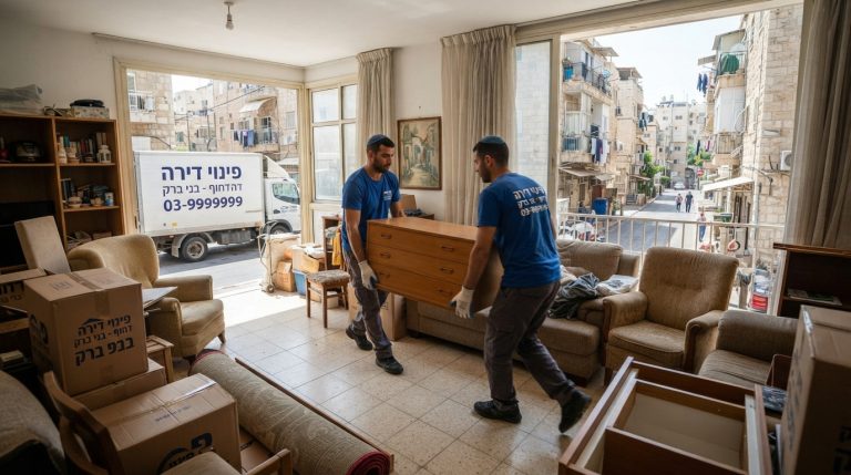 צוות מקצועי מפנה ארגזים ורהיטים מדירה בבני ברק במהירות וביעילות, במסגרת שירות פינוי דירה דחוף מהיום להיום.
