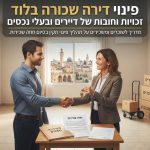 דירה שכורה ומסודרת בלוד עם ארגזי קרטון ארוזים לקראת פינוי ומסירת מפתח בסיום חוזה שכירות.