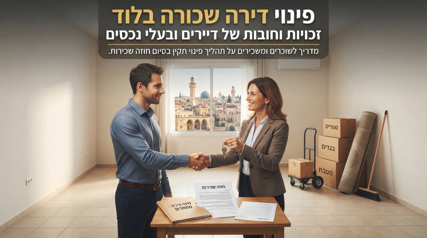 דירה שכורה ומסודרת בלוד עם ארגזי קרטון ארוזים לקראת פינוי ומסירת מפתח בסיום חוזה שכירות.