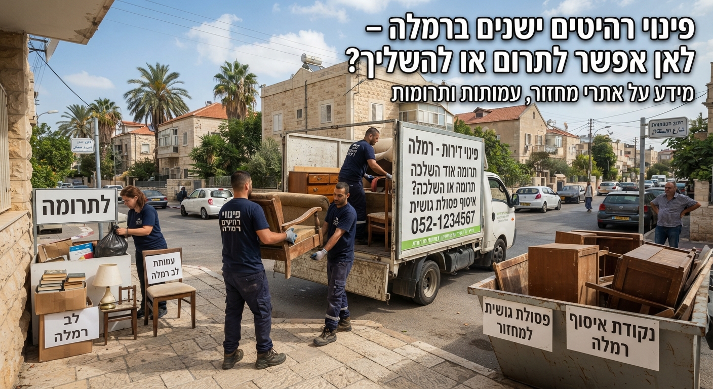 שירות פינוי רהיטים ישנים ברמלה: פינוי ספה ורהיטים ישנים למשאית לצורך תרומה או הובלה לנקודת מחזור ואיסוף פסולת גושית.
