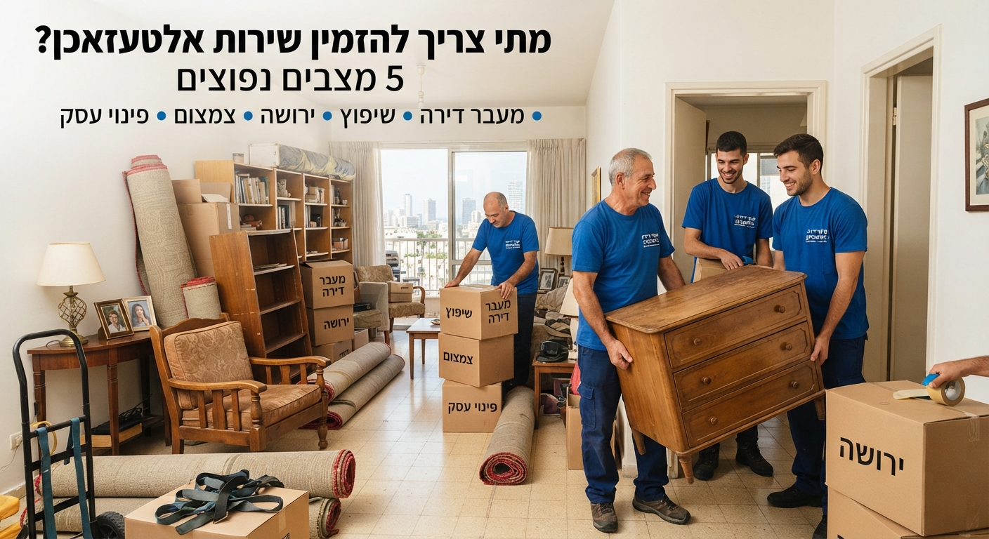 צוות מקצועי של פינוי דירות מעמיס ארגזים ורהיטים ישנים על משאית פינוי, כחלק משירות אלטעזאכן במעבר דירה ושיפוץ.