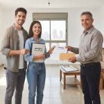 סלון של דירה שכורה ומוארת בבאר שבע, מפונה מרהיטים, נקייה ומסודרת עם ארגזי קרטון ארוזים וצ'קליסט מוכן להחזרת הדירה וקבלת הפיקדון.