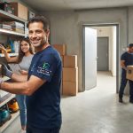 צוות מקצועי מפנה ומארגן מחסן עמוס בארגזים וחפצים ישנים בבית במגדל העמק, כחלק משירות פינוי חדרי אחסון ועפולה.